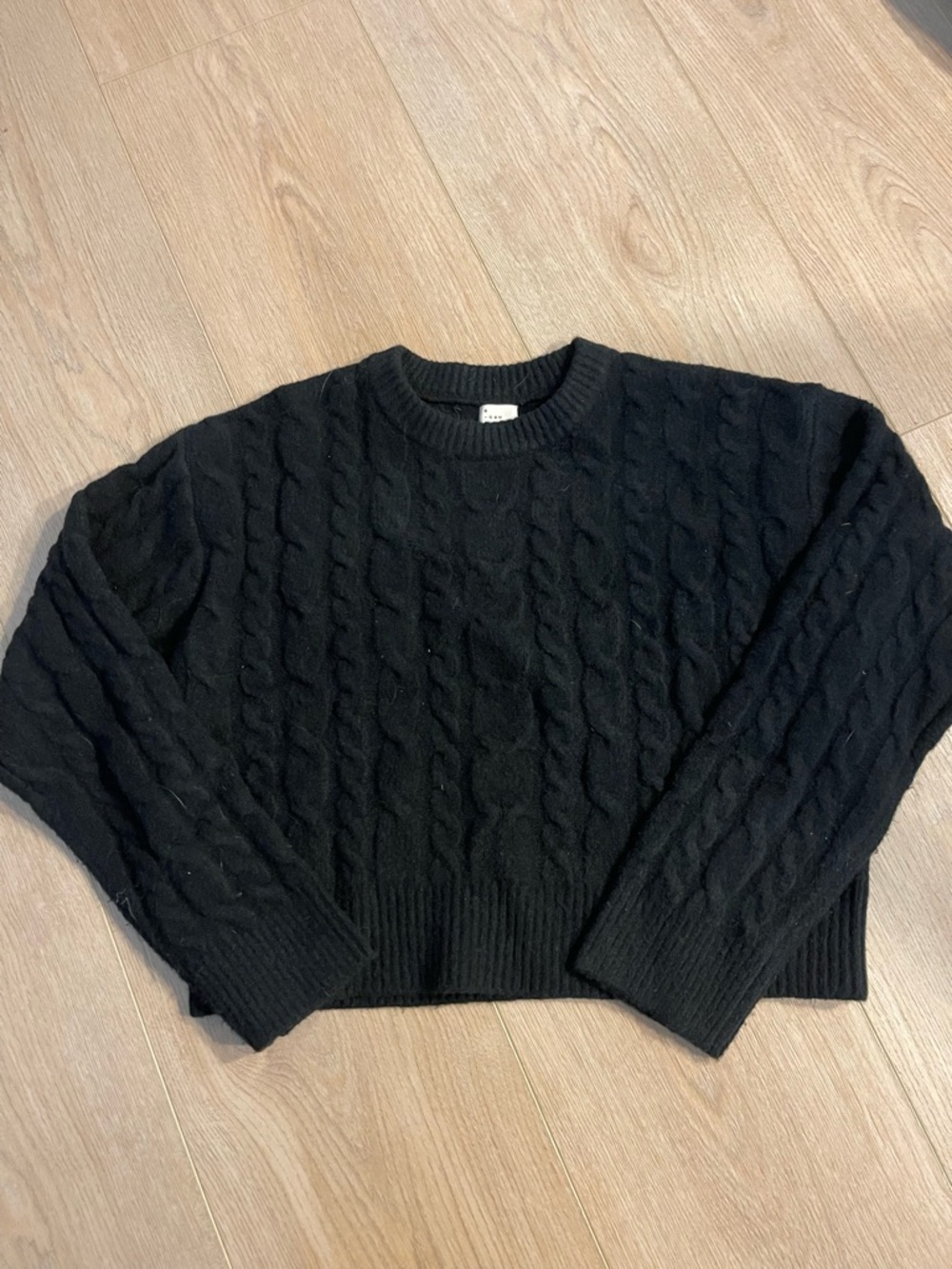 a new day Black Cable-Knit Crew Sweater